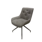 Sedia da pranzo Agora colore grigio chiaro con schienale in ecopelle grigio e gambe nere con base fissa