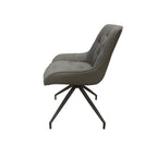 Sedia da pranzo Agora colore grigio chiaro con schienale in ecopelle grigio e gambe nere con base fissa