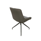 Sedia da pranzo Agora colore grigio chiaro con schienale in ecopelle grigio e gambe nere con base fissa