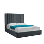 Letto matrimoniale con contenitore in tessuto vogue colore blu pacific - Stefy