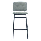 Sgabello Ross in ecopelle grigio con gambe nere