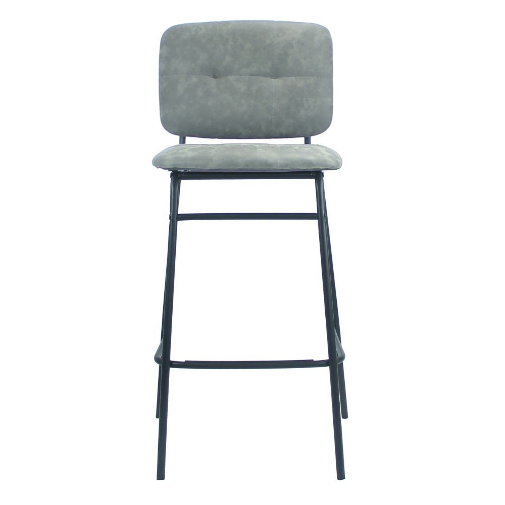 Sgabello Ross in ecopelle grigio con gambe nere