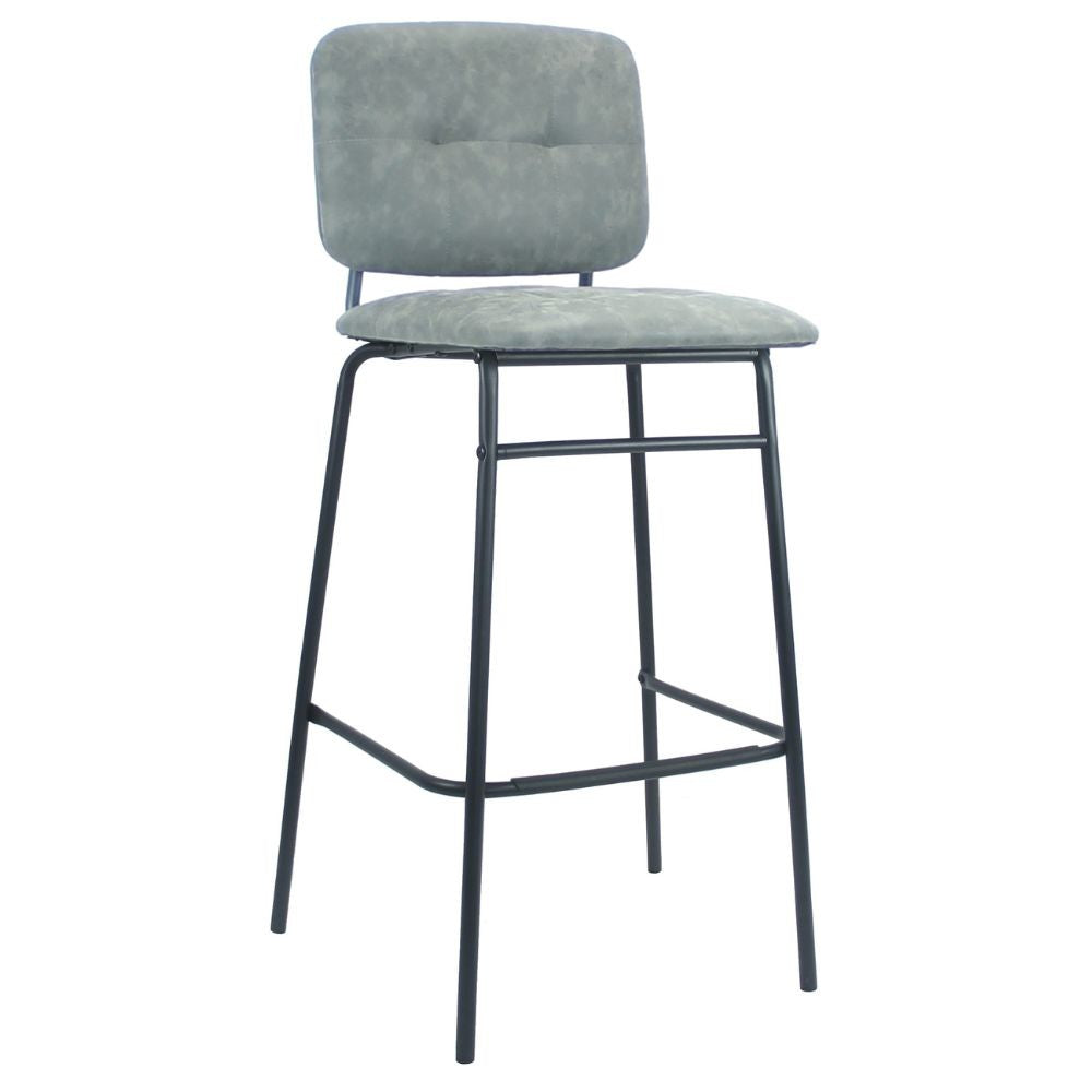 Sgabello Ross in ecopelle grigio con gambe nere