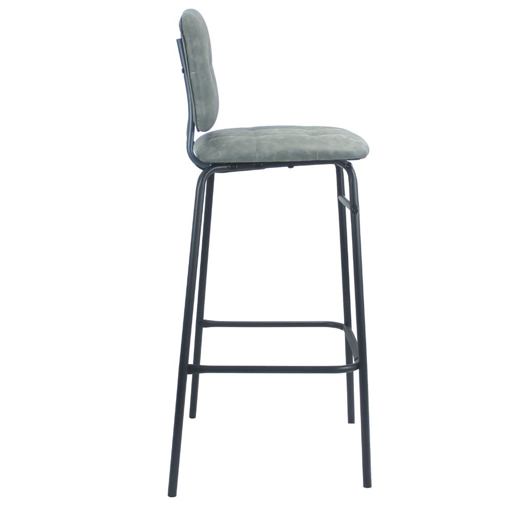 Sgabello Ross in ecopelle grigio con gambe nere