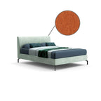 Letto matrimoniale con contenitore e testiera cuciture verticali colore arancio - Aki