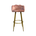 Tabouret coquillage en velours rose et pieds en métal doré - Orel