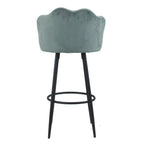 Tabouret coquillage en velours gris et pieds en métal noir mat - Orel
