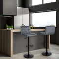 Tabouret réglable avec assise en velours gris et base en métal noir mat - Mosva