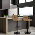 Sgabello regolabile con seduta in ecopelle color ruggine e base in metallo nero opaco - Mosva