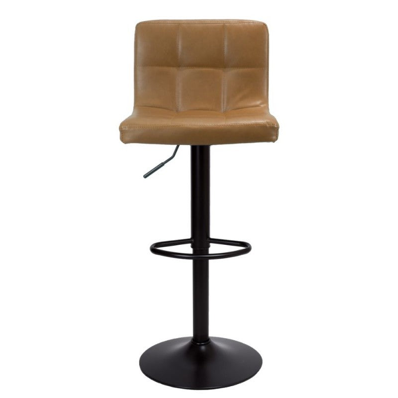 Sgabello regolabile con seduta in ecopelle color ruggine e base in metallo nero opaco - Mosva