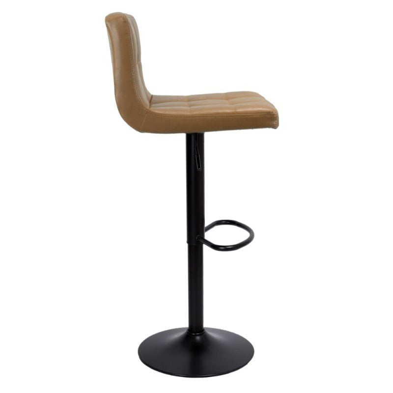 Sgabello regolabile con seduta in ecopelle color ruggine e base in metallo nero opaco - Mosva