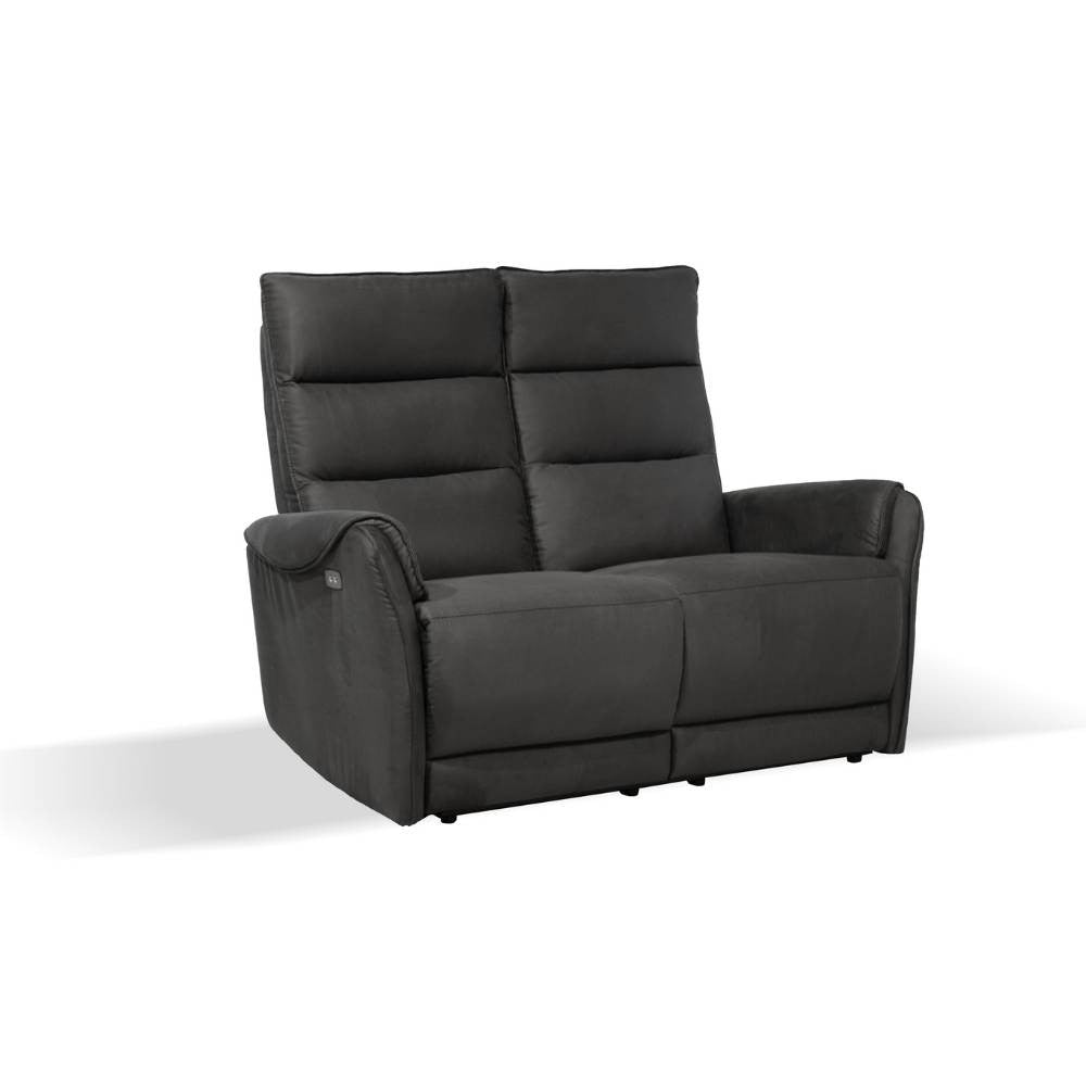 2-Sitzer-Sofa mit 2 elektrischen Relaxfunktionen in Nubuk-Optik Grau – Thun
