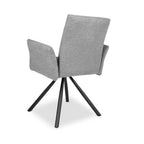 Lot de 2 Chaises avec accoudoirs en tissu gris et pieds en métal noir - Greta