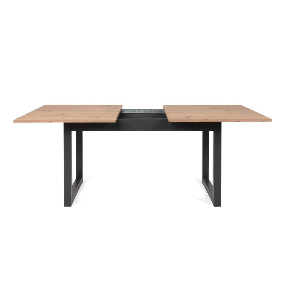 Table extensible 160x90 cm avec plateau couleur chêne et structure anthracite - Denver 50