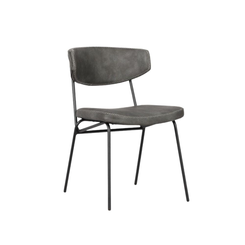 Sedia grigio vintage con gambe in metallo nero Callisto