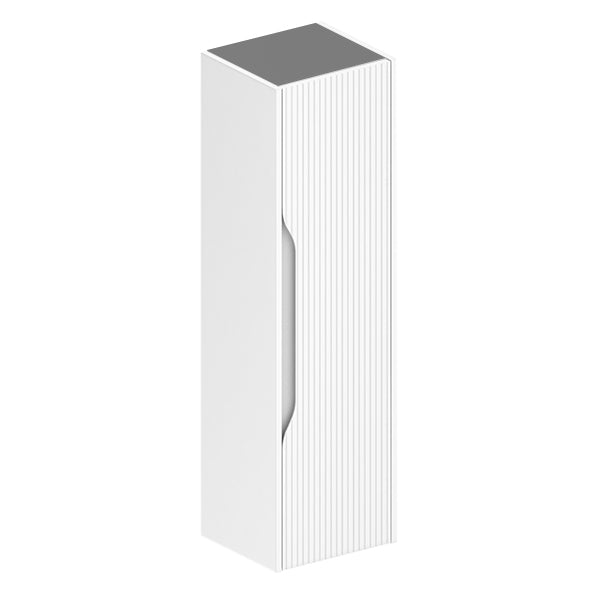 Hängender Badezimmerschrank in mattweiß mit geriffelter Optik 35x27x120H - Gaper