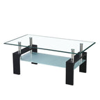 Tavolino nero con due ripiani in vetro Titania 110x60x44h