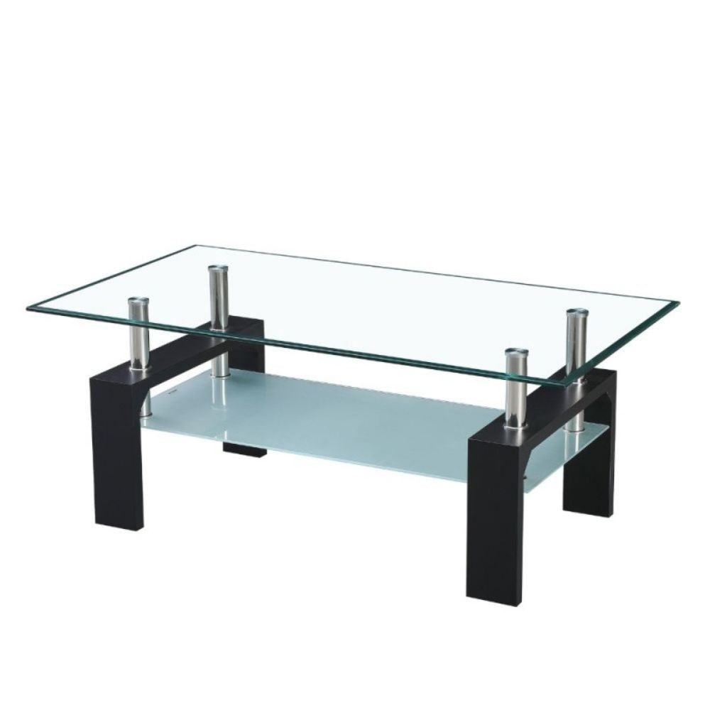 Tavolino nero con due ripiani in vetro Titania 110x60x44h