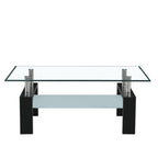 Tavolino nero con due ripiani in vetro Titania 110x60x44h