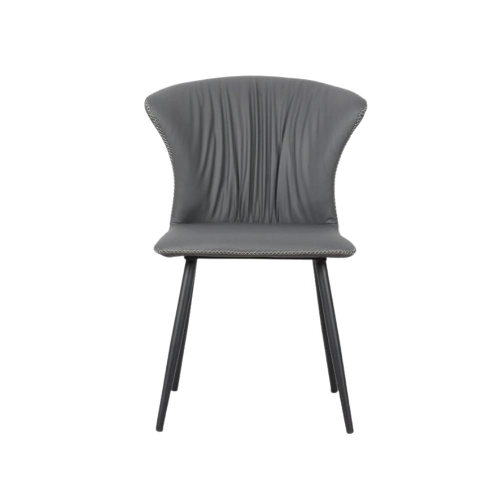 Sedia con gambe in metallo nero e schienale avvolgente colore antracite Core