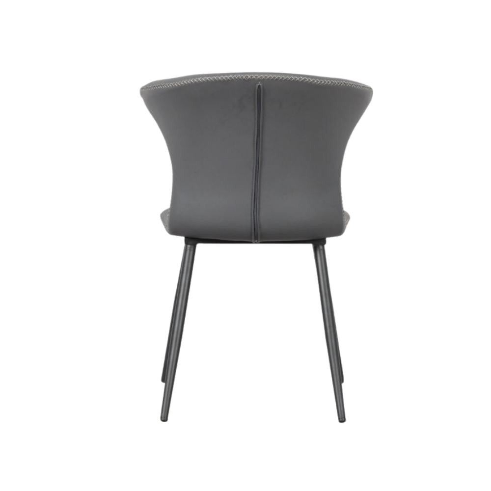 Sedia con gambe in metallo nero e schienale avvolgente colore antracite Core