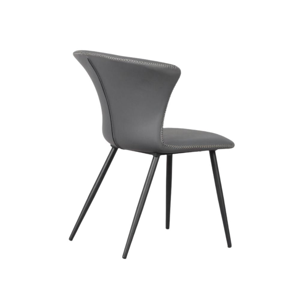 Sedia con gambe in metallo nero e schienale avvolgente colore antracite Core