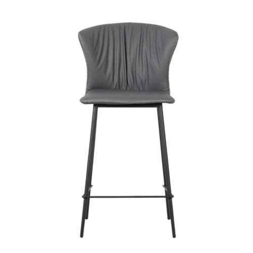 Sgabello con gambe in metallo nero e schienale avvolgente colore antracite Core