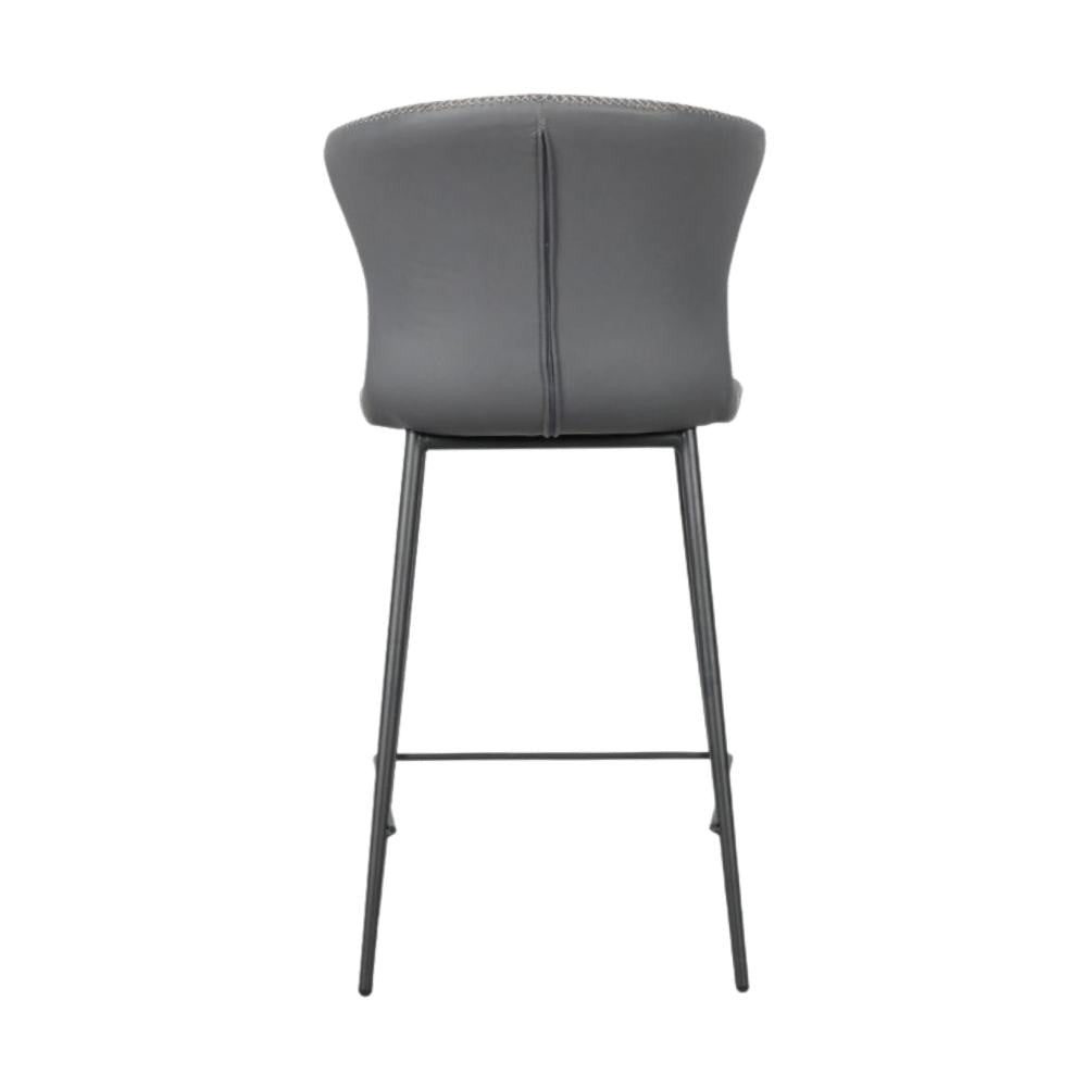 Sgabello con gambe in metallo nero e schienale avvolgente colore antracite Core