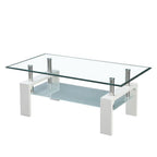 Tavolino bianco con due ripiani in vetro Titania 110x60x44h