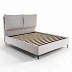 Letto matrimoniale con contenitore in tessuto grigio chiaro Vogue