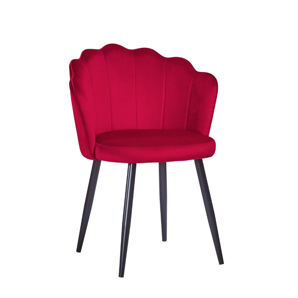 Sedia Omni velluto rosso con gambe metallo nero
