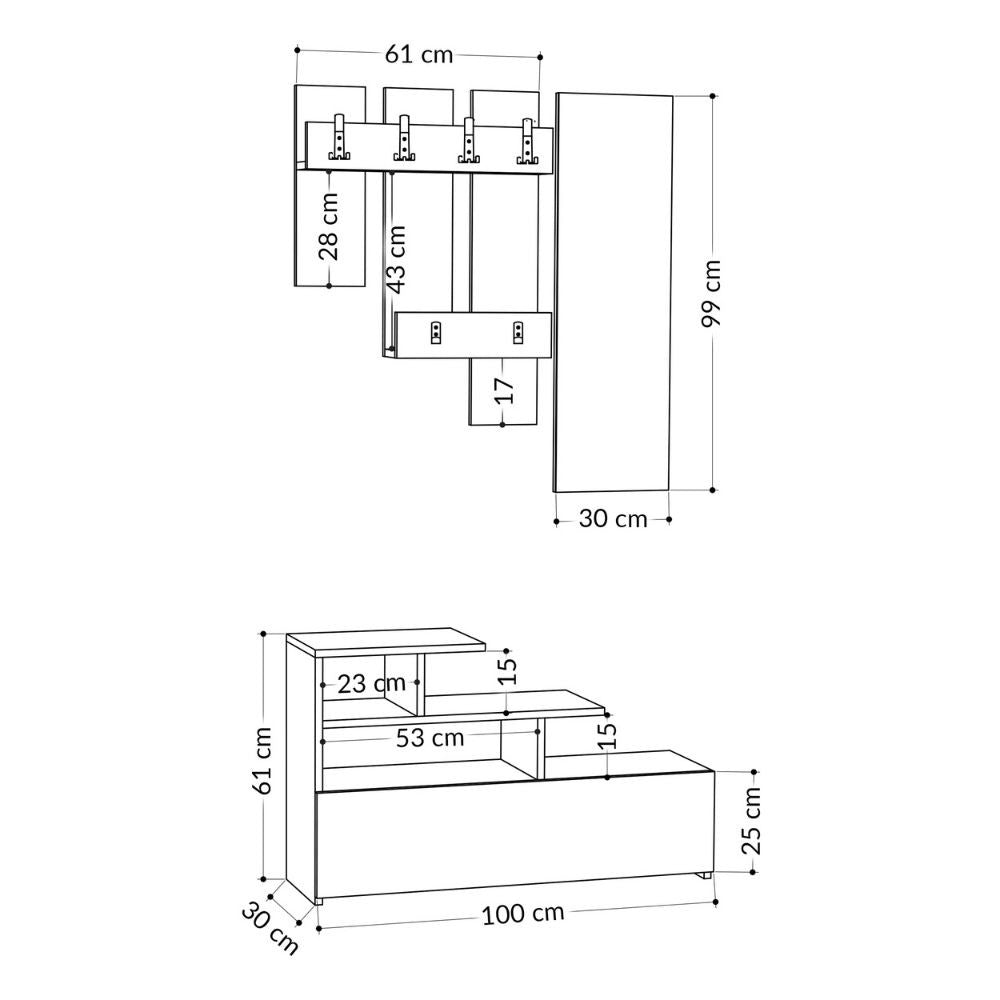 Mobile ingresso bianco con scarpiera e specchio Vesty