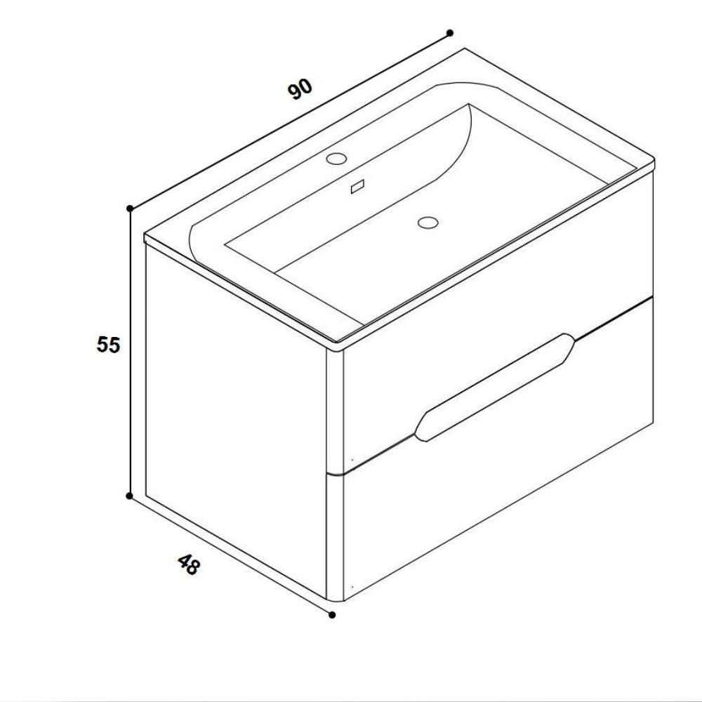 Mobile bagno sospeso 90cm con lavabo colore grigio chiaro Varano