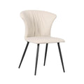 Sedia con gambe in metallo nero e schienale avvolgente beige Core