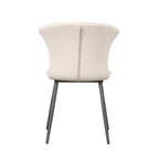 Sedia con gambe in metallo nero e schienale avvolgente beige Core