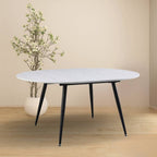 Tavolo rotondo allungabile bianco con gambe nere Cordelia 120x120x75