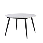 Tavolo rotondo allungabile bianco con gambe nere Cordelia 120x120x75