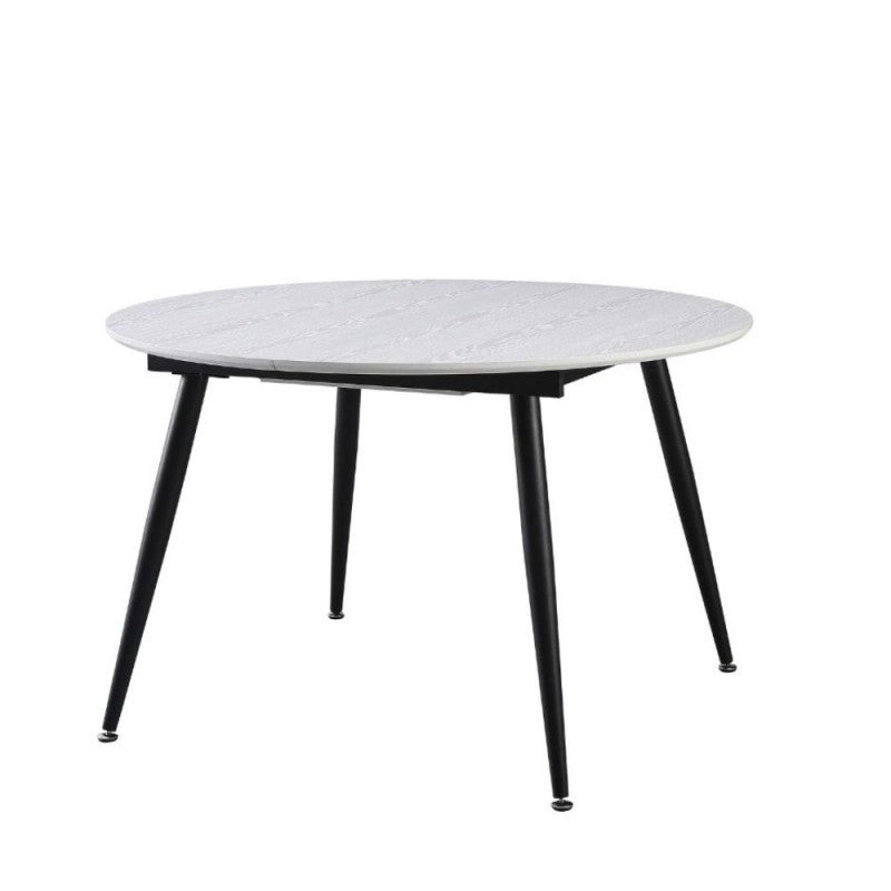 Tavolo rotondo allungabile bianco con gambe nere Cordelia 120x120x75
