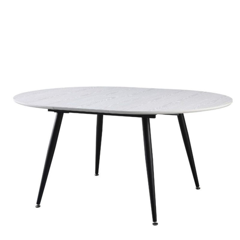 Tavolo rotondo allungabile bianco con gambe nere Cordelia 120x120x75
