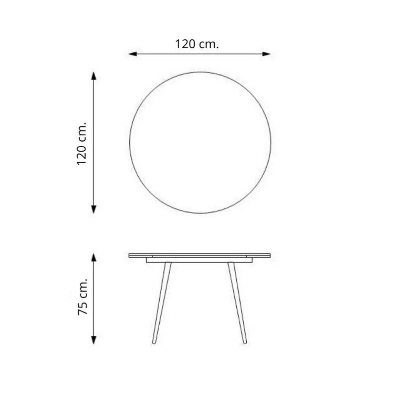 Tavolo rotondo allungabile bianco con gambe nere Cordelia 120x120x75