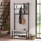 Scaffale ingresso appendiabiti in metallo nero con particolari bianco Nomad