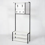 Scaffale ingresso appendiabiti in metallo nero con particolari bianco Nomad