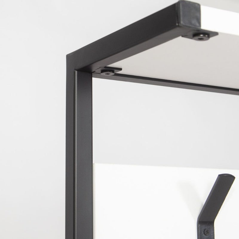 Scaffale ingresso appendiabiti in metallo nero con particolari bianco Nomad