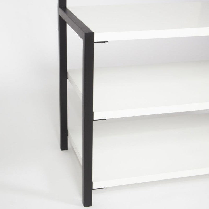 Scaffale ingresso appendiabiti in metallo nero con particolari bianco Nomad