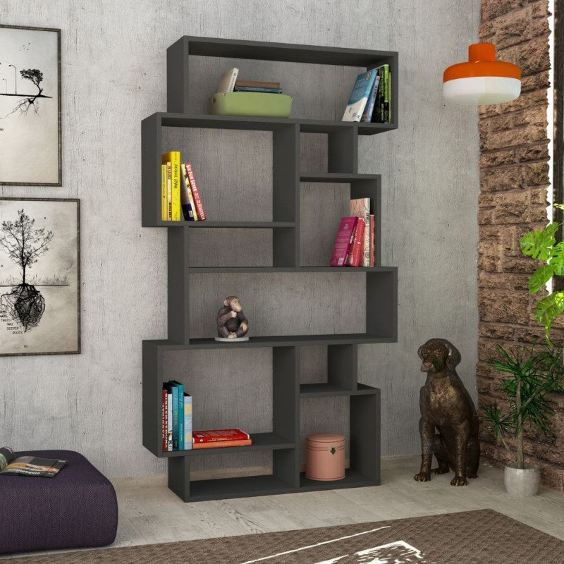 Libreria orizzontale bifacciale antracite Karmato 96x168,5