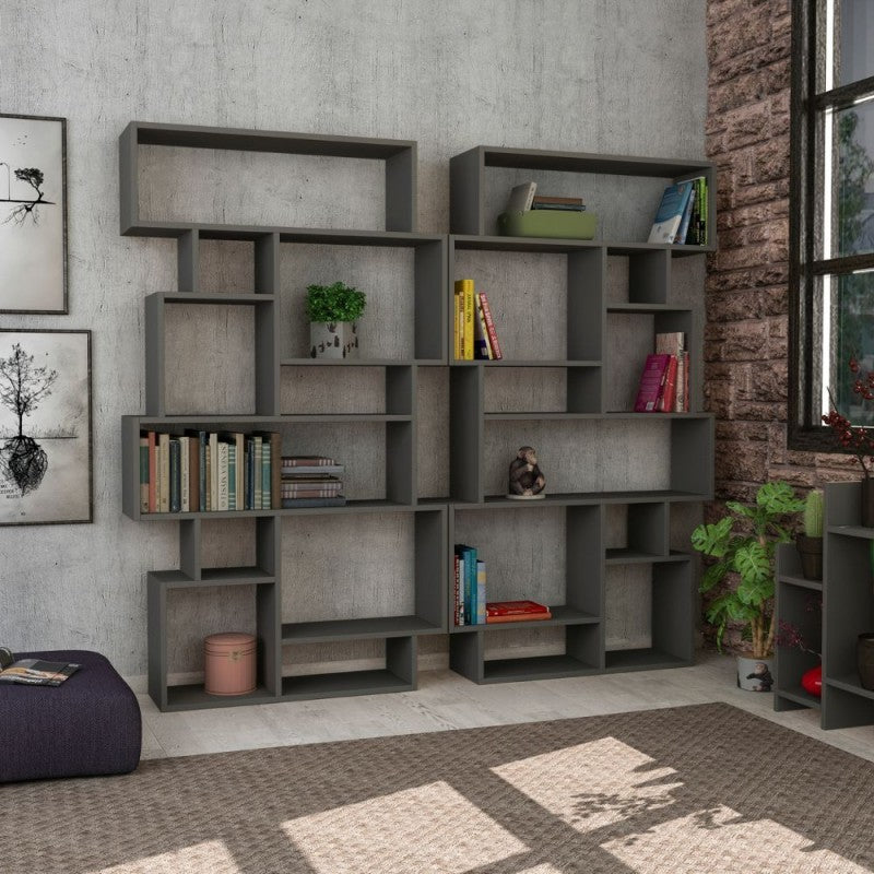 Libreria orizzontale bifacciale antracite Karmato 96x168,5