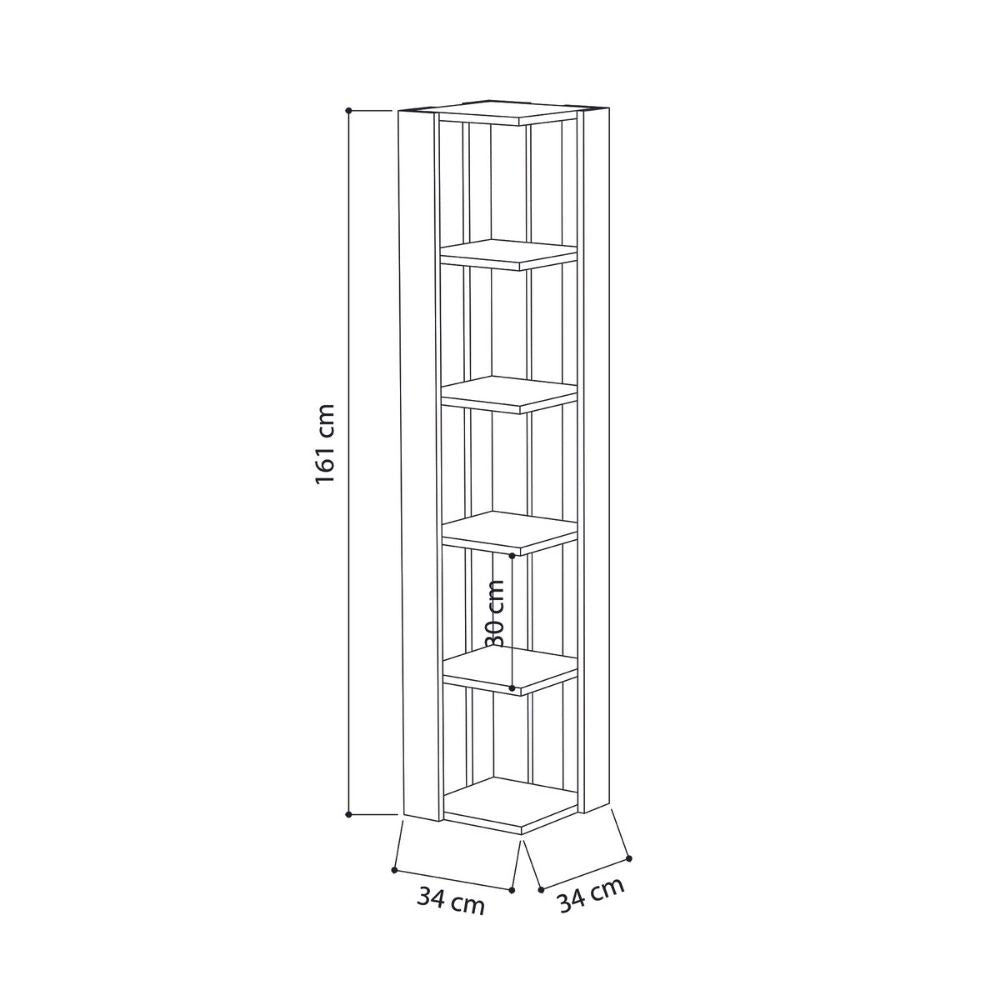 Libreria angolare tortora 5 ripiani 34x34x161 Nati