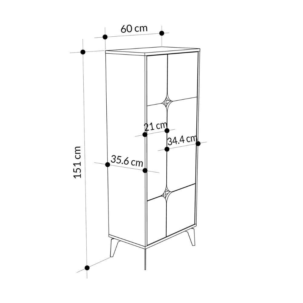Meuble armoire multi-usages à 4 portes coloris blanc 60x35.6x151H cm - Spotik