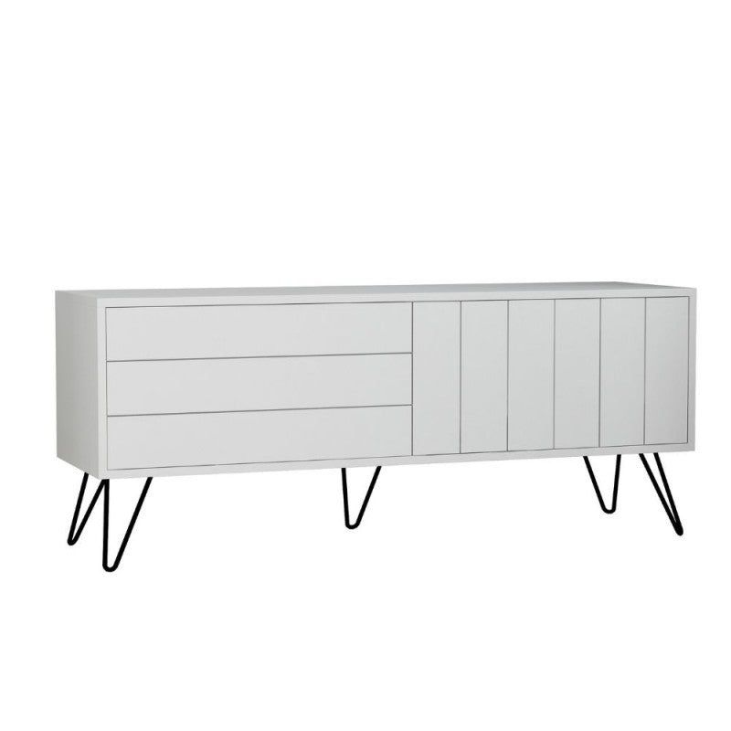 Porta TV bianco con due ante a ribalta Piccadilly 139x36x57