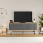 Porta TV rovere antracite con due ante a ribalta Piccadilly 139x36x57